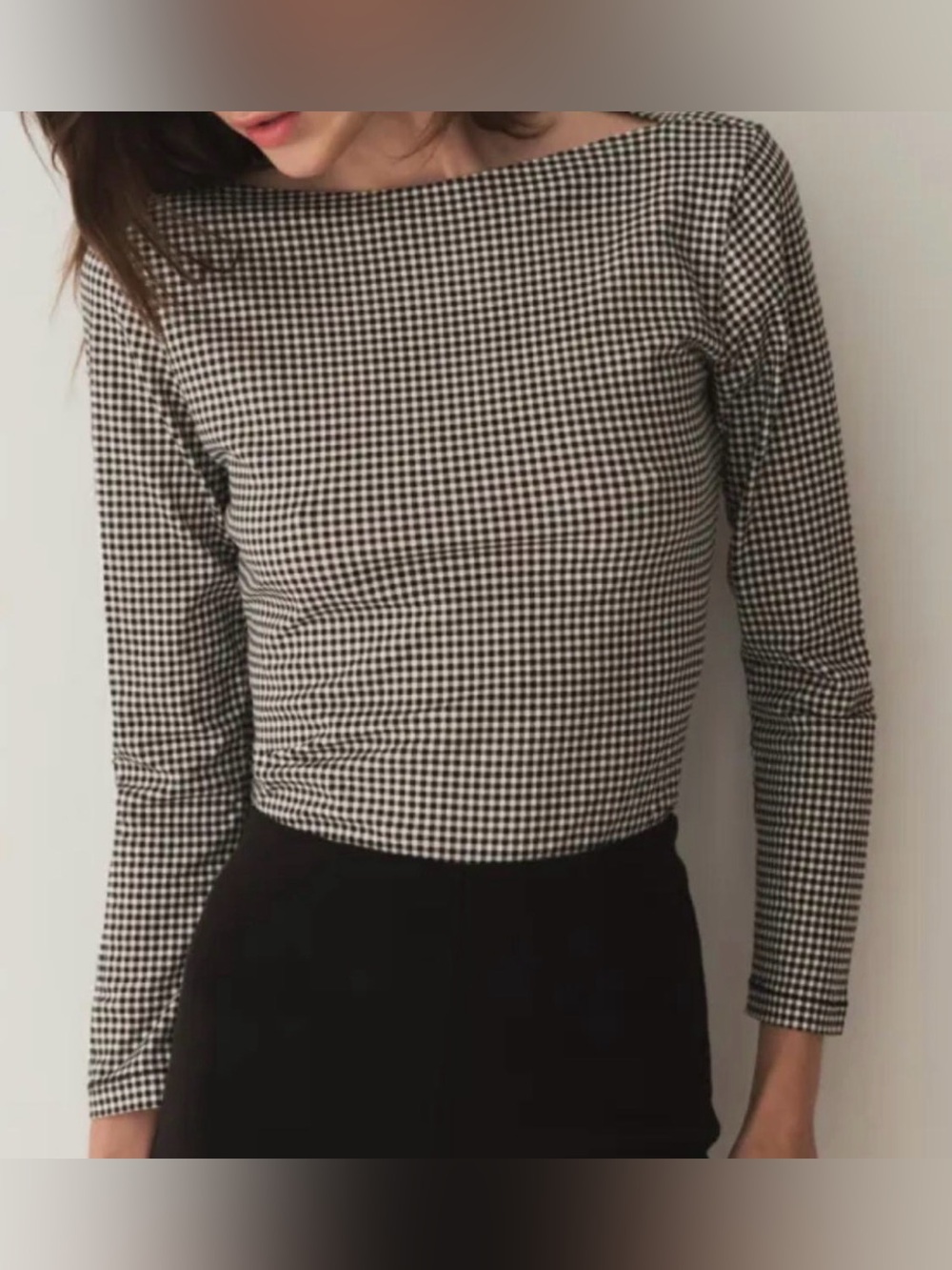 Doen Paulette Tee Black and White Gingham Size Small